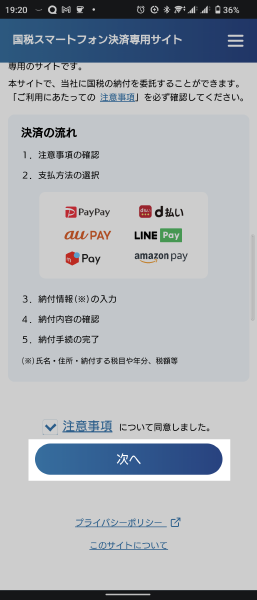 国税スマートフォン決済専用サイト